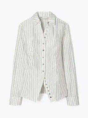 NWOT Tory Burch Striped Cinched Shirt Size 8